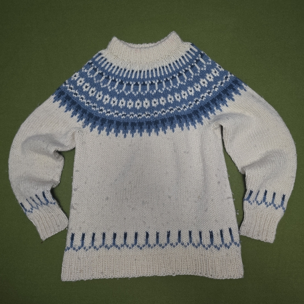 Catherines Blue and Cream Nordic Pattern Sweater